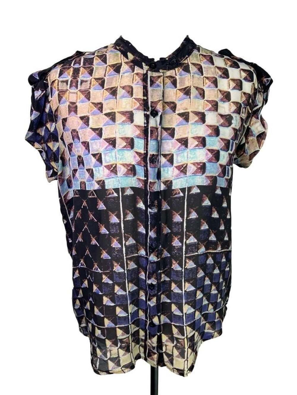 Broadway & Broome Geometric Print Blouse Size S